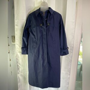 VTG CATHAY PACIFIC Airways designed by Hermes Blue Trench Coat Sz 38R